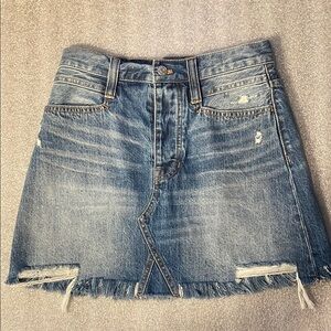 Madewell Blue A-line Mini Skirt button fly 100% cotton rigid denim size 25